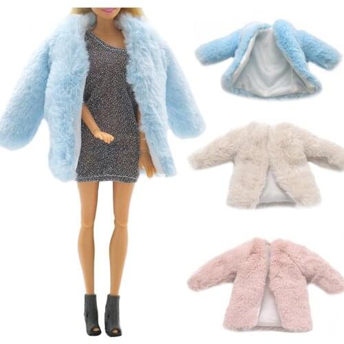 Doll Clothes Multicolor Long Sleeve Soft Fur Coat Winter Warm Casual Wear Accessories Clothes for Doll Kids Toy