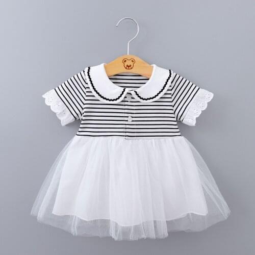 Baby Girls Dress 2020 Summer Sweet Infant Girl Clothes Striped Flower Sleeve Newborns Princess Clothing 1 Year Birthday Costume
