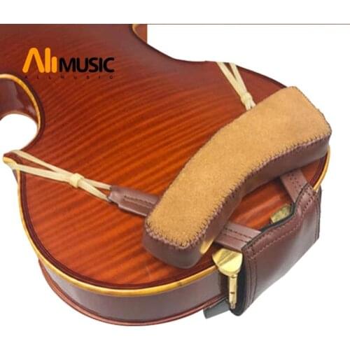 FOM Sheepskin Violin Shoulder Rest for 1/4 1/2 & 3/4 Beautiful Leather Chinrest Padded Chin Shoulder Fiddle Partners