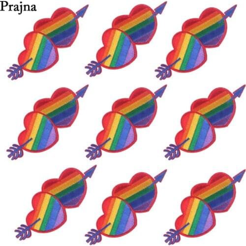 Prajna 10PCS Rainbow Parches Embroidery Iron On Patches For Clothes Packaged Sale Clothing Stickers DIY Motif Applique Badges
