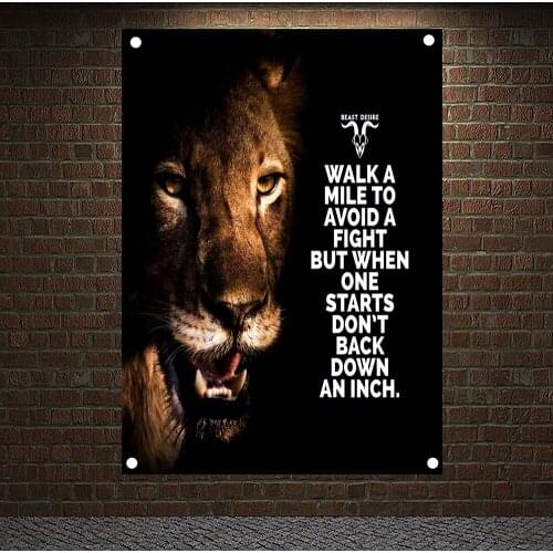 WALK A MILE TO AVOID A FIGHT BUT WHEN ONE STARTS DON'T BACK DOWN AN INCH. Motivational Workout Posters Exercise Banner Gym Decor