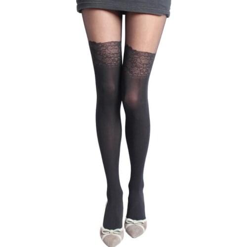 Sexy Sheer False High Pantyhose Bottoming Nylon Stockings For Women Black Rose Mixed Color Meia Calca Tatuagem Bas Collant CI244