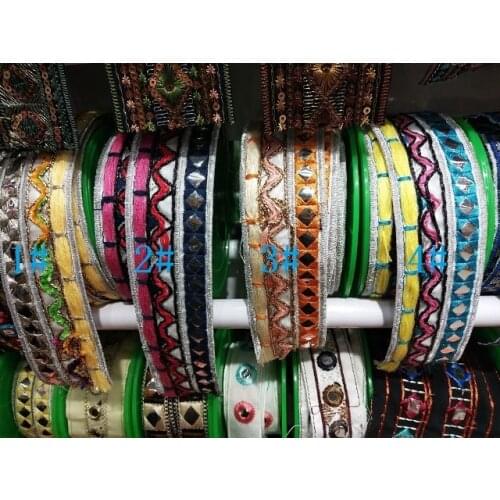 Wide about4-5cm 10yards/lot cotton Woven Jacquard Ribbon embroider with Sequins Trims Quilt Accessories LS-0123