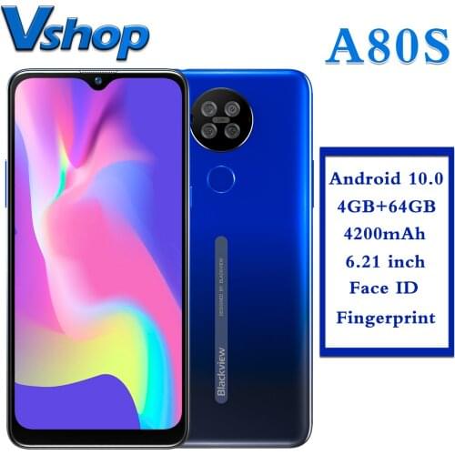 Blackview A80s 4GB 64GB Smartphone 13MP Quad Camera Face ID Fingerprint 4200mAh Android 10 Octa Core 5G Wifi 4G Moibile Phone