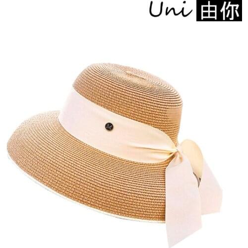 Straw hat summer big wide brim Panama sunscreen adjustable floppy disk foldable beach fisherman hat for women 2021