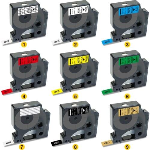 Absonic 24 Color 6/9/12/18/24mm 40913 45013 Compatible Dymo D1 Label Tape 45803 53713 43613 for Dymo LabelManager 160 280 210