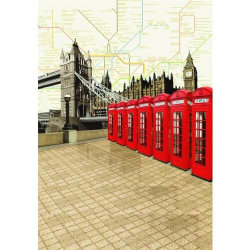 TR Red Mailbox Backdrop for Photography Retro London Bridge Background for Wedding Photography Custom Photo Studio Props