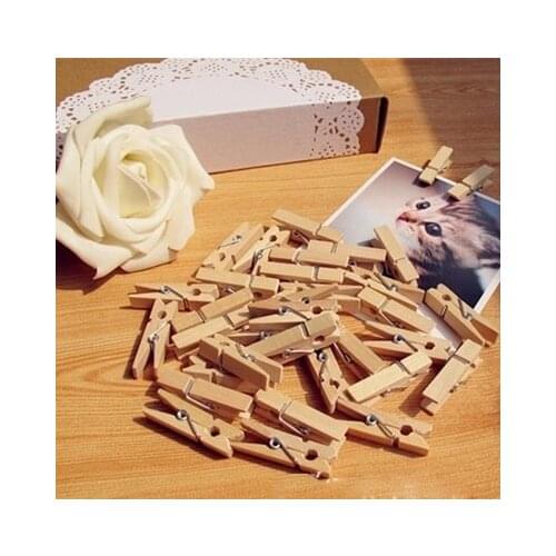 50pcs Vintage wooden diy combination photo logs small clip original colors mini clip hemp rope photo wall decoration authentic
