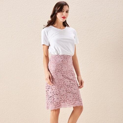 Women Sweet Skirt Knee-Length High Waist Female Fashion Skirts 2020 Summer Lace Elegant Office SkirtsLady Pencil Bandage Skirt