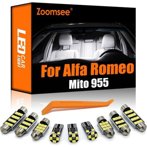 Zoomsee 10Pcs Interior LED For Alfa Romeo Mito 955 2008-2018 Canbus Vehicle Bulb Indoor Dome Map Reading Light Auto Lamp Parts