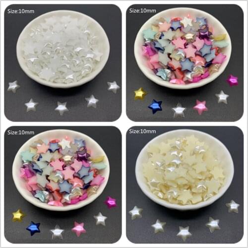 100pcs 12mm Acrylic Beads Pentagram Shape Imitation Pearls Flatback For Art Scrapbooking Decoration Beads For Jewelry Making