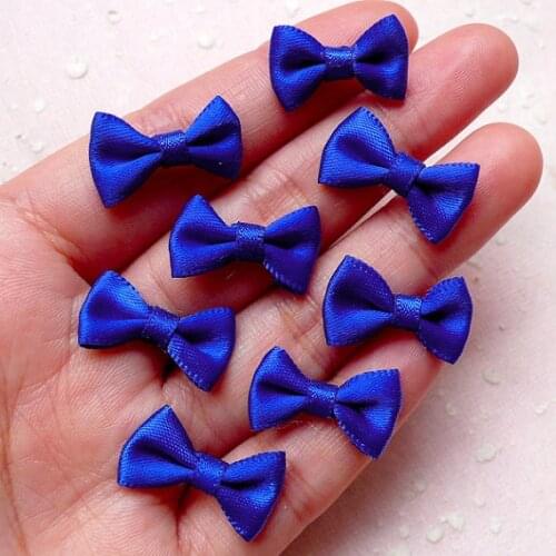 100pcs Small Fabric Ribbon Bows,Mini Satin Bow Tie 20mmx12mm/Royal Blue) Hair Clip Jewelry Making Wedding Party Favor Scrapbook