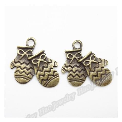 100pcs Vintage Charms Gloves Pendant Antique bronze Fit Bracelets Necklace DIY Metal Jewelry Making