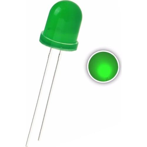 250pcs 10mm green lamps dip-2 F10 TRUE GREEN 520-525NM 4000-4500MCD 3.0-3.2V GREEN LENS DIFFUSED LIGHT BEADS WHOLESALE