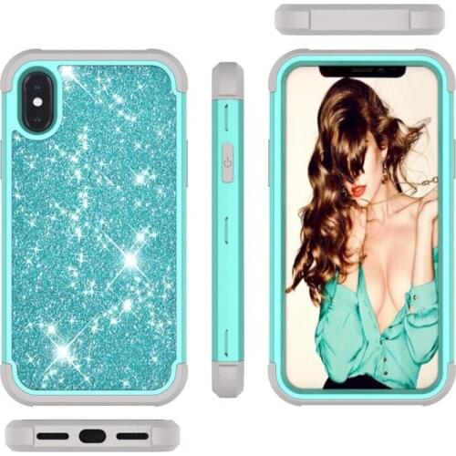 3-in-1 Dual Layer PC+Silicone Shock Resistant Mobile Phone Case for iPhone XS MAX 6.5" Contrast color & Lifted Bezel Design Case