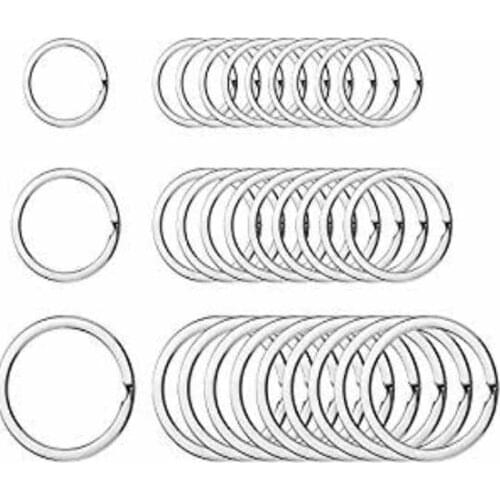 30 PCS Round Flat Key Chain Rings Metal Split Ring For Office Car Keys Organization Hang Cards Making Arts & Crafts Project Ring