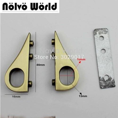 40pcs 44*16mm brush antique brass color 2 sides' clips hardware crossbody bags gusset hanger clasp metal,screws fixed