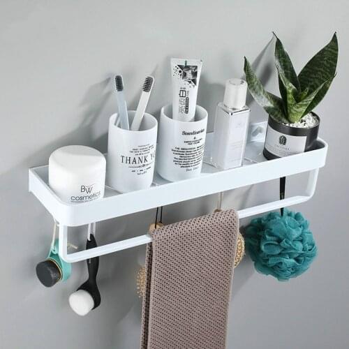 White Space Aluminum Bathroom Shelves Single Tier Rack Shampoo Shelf Kitchen Shelf Bathroom Rack