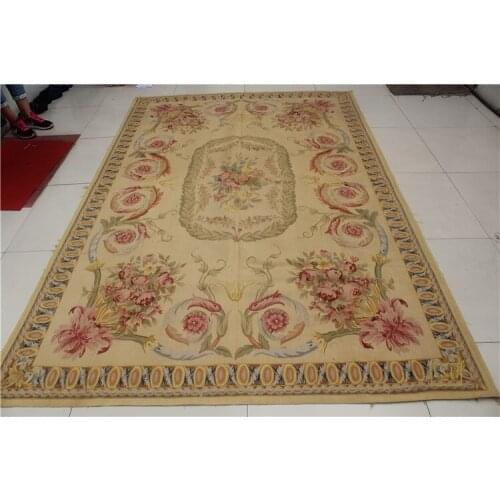 Free Shipping 6'X9' French Aubusson rug hand woven100% New Zealand wool rugs and carpets