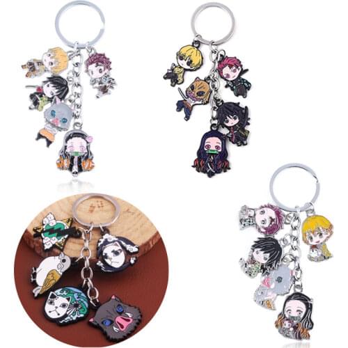 New Anime Zinc Alloy keychain Demon Slayer Kimetsu no Yaiba Blade of Ghost Vintage Key rings For Women Girl Cosplay Jewelry Gift