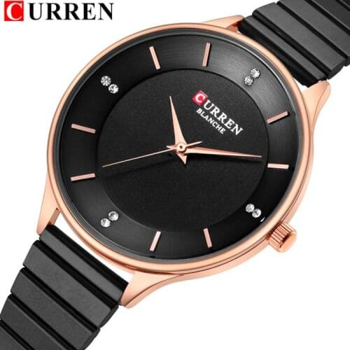 Rhinestone Watch for Women 2021 Curren Womens Stainless Steel Bracelet Watches Fashion Ladies Quartz Wristwatch Female Clock