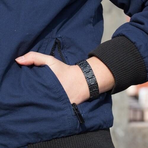 Black Magnetic Bracelet for Men 15mm Luxury Stainless Steel Bracelet Male Magnetic Health Energy Germanium Bracelet Benefits