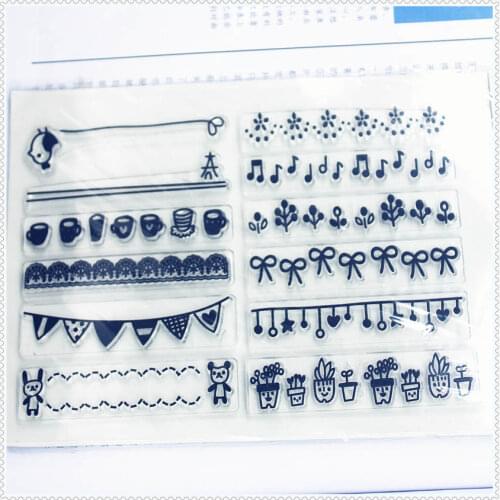 PANFELOU 11.3*15.56cm Flowerpot bowknot Transparent Silicone Rubber Clear Stamps cartoon for Scrapbooking/DIY wedding album