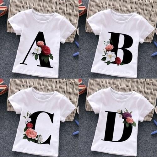 ABCD Letter Printing Children T-shirt Funny Newborn Baby Toddler T-shirt Summer Soft Casual Kids Round Neck Clothes 11982