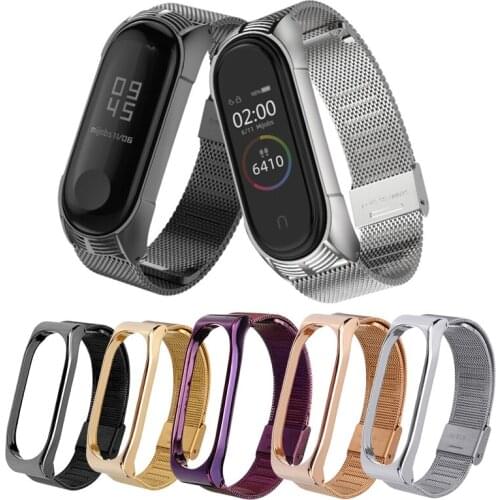 Classic Alloy Case Frame Stainless Steel Wristband For Xiaomi 3 xiaomi 4 Adjustable Replacement Smart Watch Sport Belt Strap