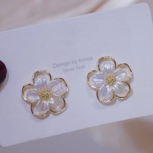 Korea Dongdaemun S925 Silver Needle Fairy Flower Symphony Acrylic Exquisite Chic Style Simple Stud Earrings Female Earrings
