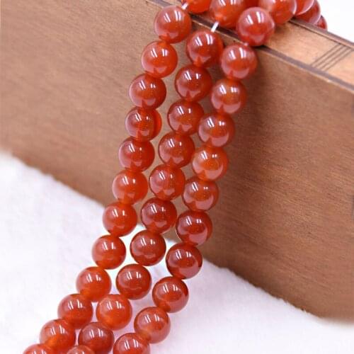 Natural Stone Round Beads Red Agates 4 6 8 10 12MM Fit Diy Bracelet Necklace Handicraft Beads for Jewelry Making