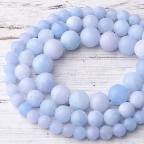 Matte Natural blue ANGELITE beads Chalcedony beads round loose stone beads for jewelry making blue Chalcedony bead for bracelet