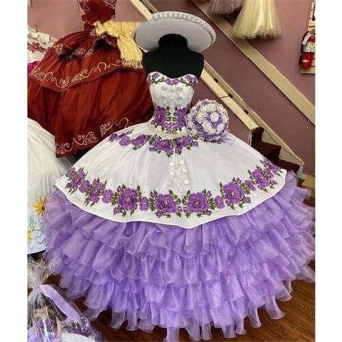 Mexican lavender Quinceanera Dresses Light Purple Lace Ball Gown Sweet 16 Dress Sweetheart prom gown vestidos de XV 15 años