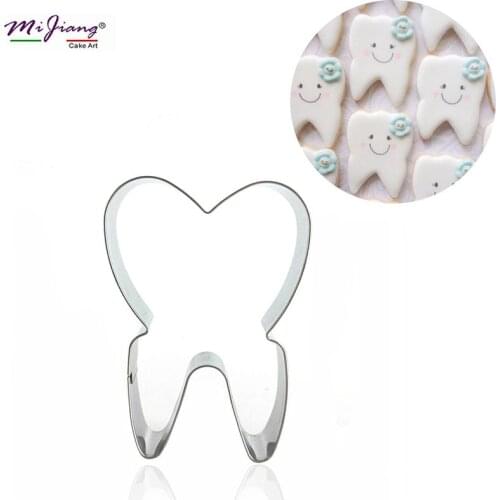 Mijiang Tooth Shaped Stainless Steel Biscuit Cookie Cutter Fondant Cake Mold Baking Pastry Tools for Cakes Decoration S7058