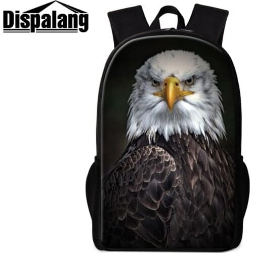 Black Eagle Logo High Fashion Bagpack for Men Cool Animal Prints Vintage Book Bag for College Students Design You Own Rucksack