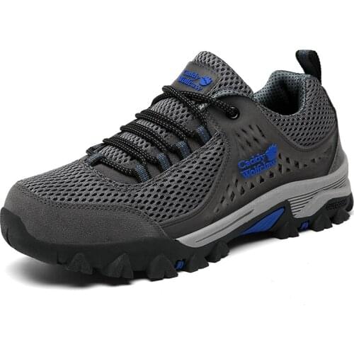 High Qualtiy Men Sneakers 2021 Spring Outdoor Breathable New Mesh Shoes Male Lace Up Non-slip Fashion Hiking Shoes Large Size