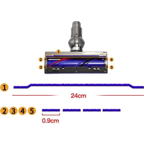 5pcs/set Soft Fur Strips Dyson V6/V7 Vacuum Cleaner Direct Drive Cleaner Head Sweeper Cleaning Plush Strip Replace Supplies