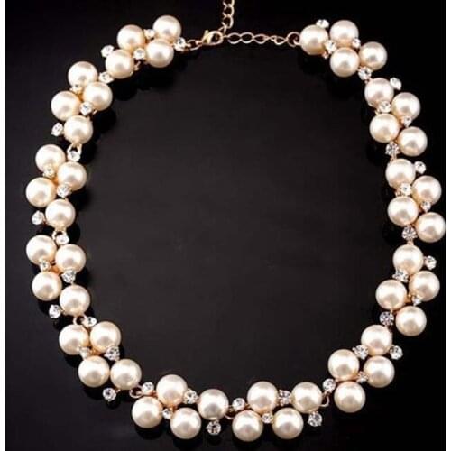 2016 New Good Quality Inlaid With Imitation Short Choker Pearl Necklace Beads Chain Women Simulated Necklac