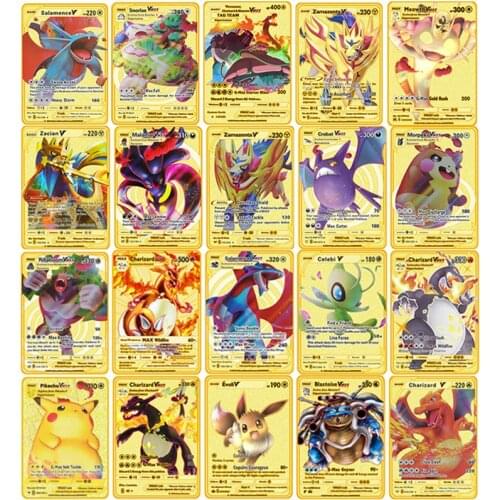 NEW 23 Styles Pokemon Cards Metal V Card PIKACHU Charizard Golden Vmax Card Collection Kids Game Collection Cards Christmas Gift
