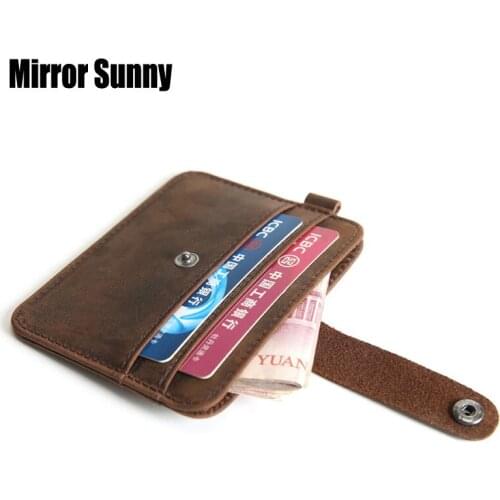 Original Handmade Vintage Mans Genuine Leather Purse Cowhide Card bag Buckle Drivers License bag Crazy Horse Leather Wallets