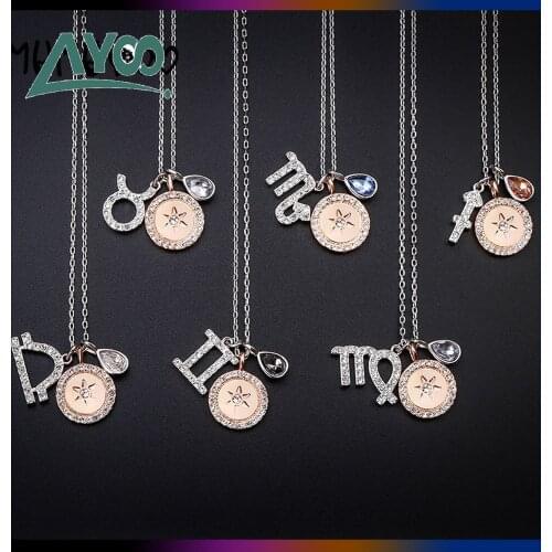 SWA Fashion Jewelry High Quality 1:1 Charm Twelve Constellation Necklace Female Exquisite Clavicle Chain Girl Romantic Gift