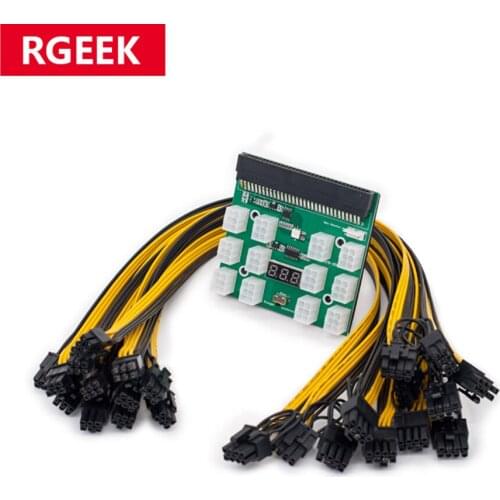 Power Module Breakout Board Kit Ethereum ETH ZEC Mining 12V GPU PSU Breakout Board 12pcs PCI-E 6Pin to 8(6 2)Pin Cables Optional