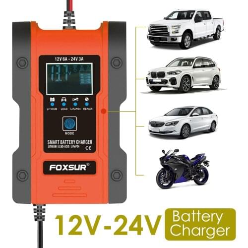 Full Automatic Car Battery Charger 12V 6A 24V 3A Digital Display Power Pulse Repair Battery Chargers Wet Lead Acid