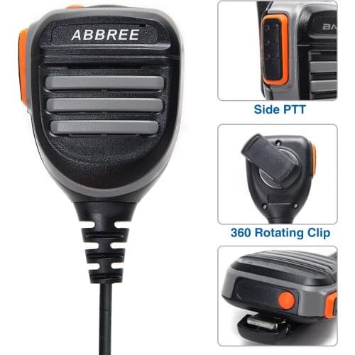 2PCS Abbree AR-780 PTT Remote Waterproof Speaker Mic Microphone for Radio TYT Baofeng UV-S9 BF-UVB3 Plus Walkie Talkie AR-F8