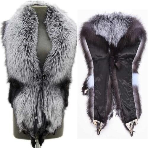 Custom luxury Whole genuine silver fox fur shawl scarf women winter Banquet focus plush soft big real natural fur scarves shawl
