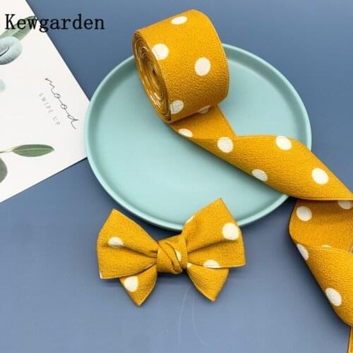 Kewgarden Dot Cotton Linen Ribbon 1" 1-1/2" 25mm 38mm DIY Corsage Hairbow Sewing Accessories Handmade Tape Craft Riband 10 Yards