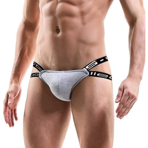 Sexy Men Underwear Jockstrap Homme Cotton Mens Thong G Strings Pants Tanga U Convex Penis Pouch Shoulder Strap Breathable