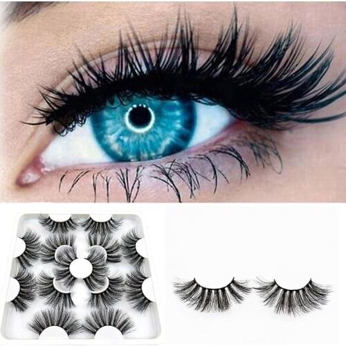 Seven Pairs Eyelashes 8D False Eyelashes Thick Cross Lengthen Eyelashes Plate Handmade Waterproof False Eyelash set