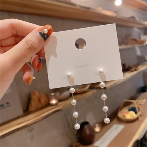 Earrings for Women Long Pearl Women Dangle Earrings Korean Fashion Jewelry Wholesale Wendding Party Earrings