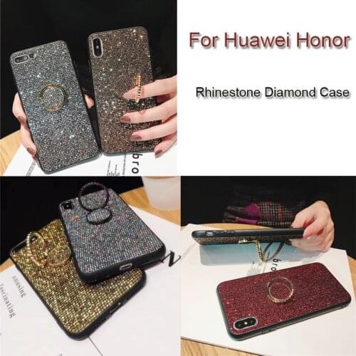 Silicone Soft Rhinestone Diamond Kickstand Case For Huawei Honor Mate 20 10 Lite P30 P20 P10 Pro Glitter Bling Stand Holder Case